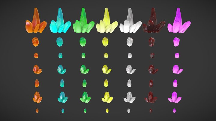 Colourful Crystal Asset Pack 3D Model