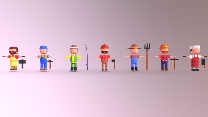 Farming Character Lowpoly 3D Model