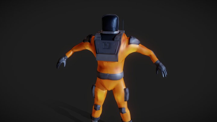 Game Character - Orange Astronaut 3D Model