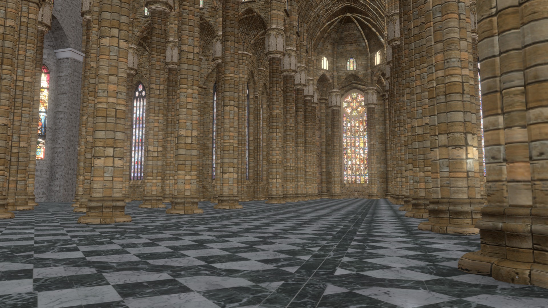 3D model Church Vr Galery - This is a 3D model of the Church Vr Galery. The 3D model is about a brick building with arched windows.