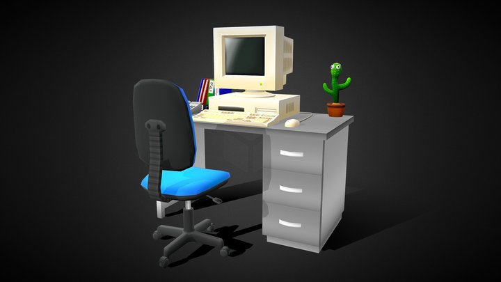 90s Stylized Office 3D Model