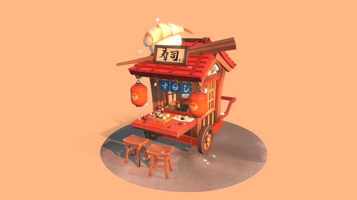 Sushi Stall ( Mini Diorama ) 3D Model