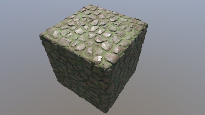 Stone slab road 3D Model