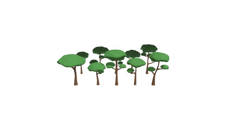 Mid Poly Trees V.1 - With Textures 3D Model