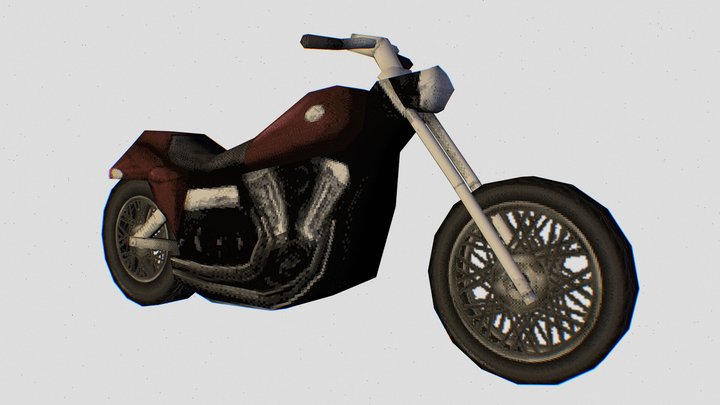 PS1 Style Asset - Chopper-Bike 3D Model