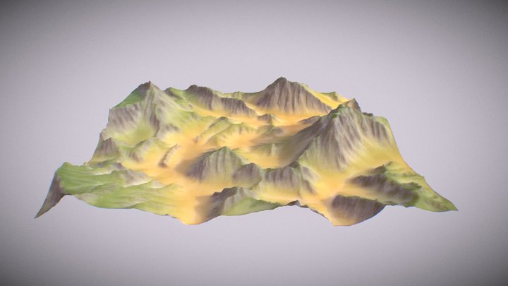 World Machine Landscape 01 - Mountain Valley 3D Model