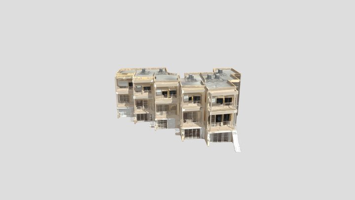 A row of three-story townhouses. – Gratis 3D-model STL