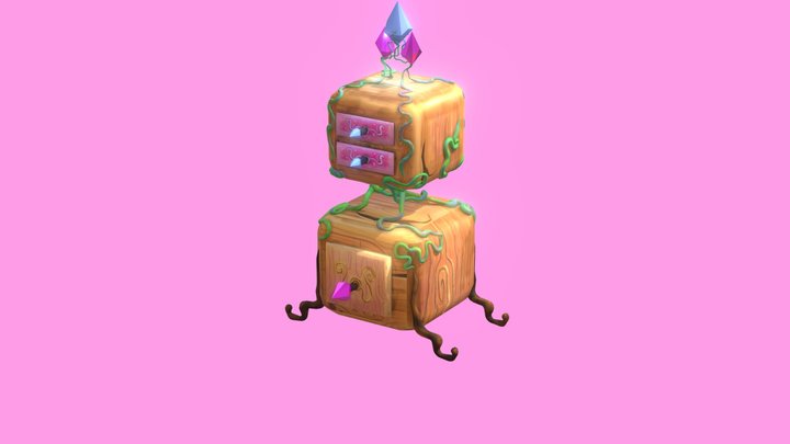 Low poly drawer, fantasy furniture 3D Model