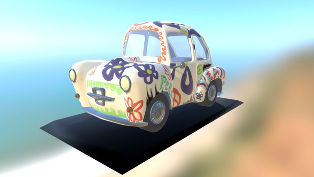 Cartoon Hippie car 3D Model
