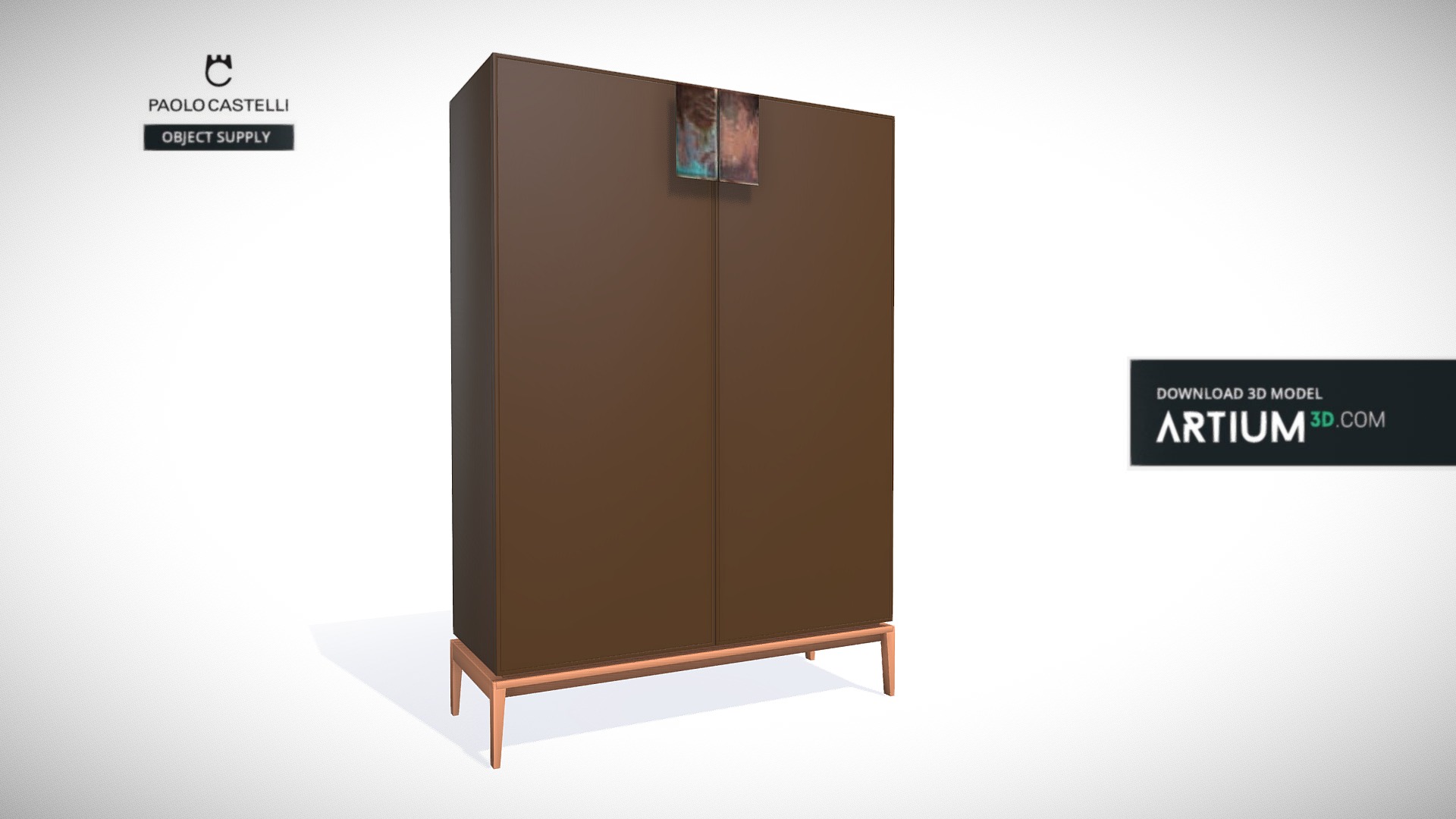 3D model Tall Cabinet For Living from Paolo Castelli - This is a 3D model of the Tall Cabinet For Living from Paolo Castelli. The 3D model is about a wooden bench in a room.