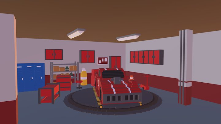 Garage Scene Voxel Art 3D Model