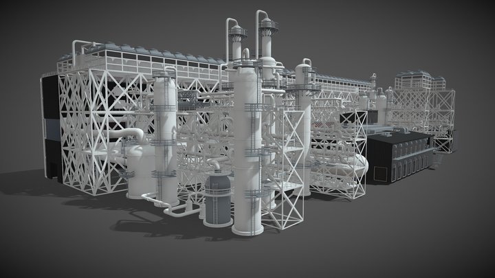 Gas liquefaction plant 3D Model