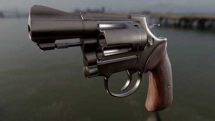 Snub Nose Revolver 357 3D Model