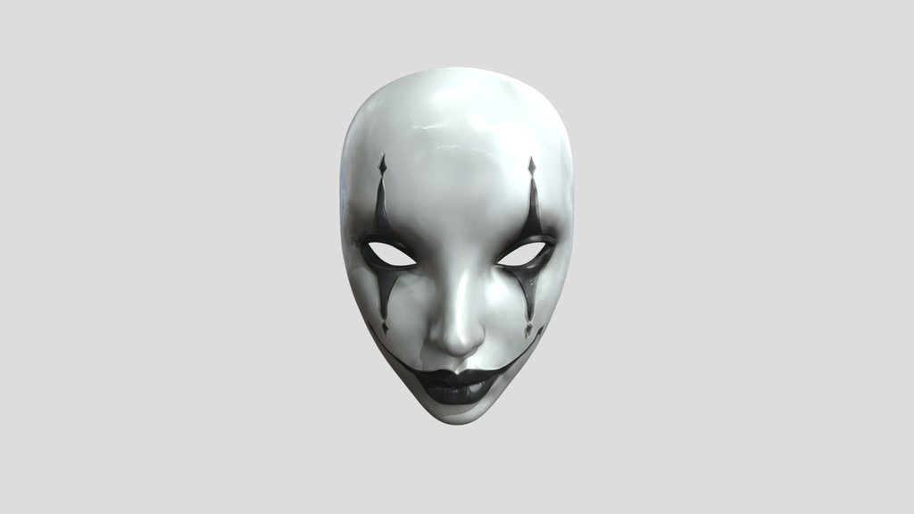 A stylized clown face mask