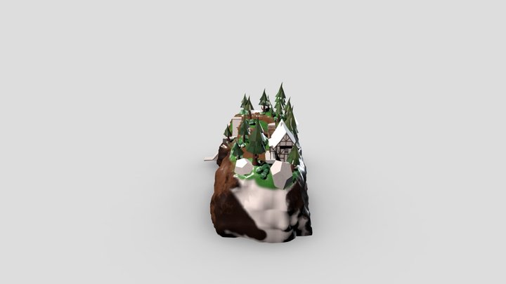 Medieval Mountain Scene 3D Model