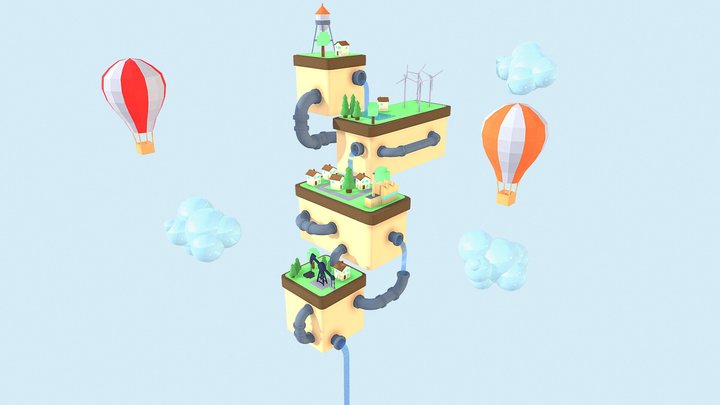 Low Poly Islands 3D Model