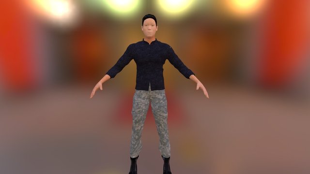 Black Tshirt - Army Pants 3D Model