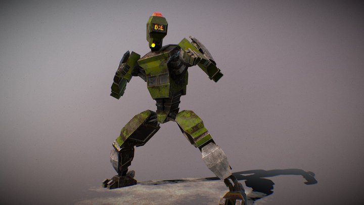 Pixelated Rigged Robot 3D Model
