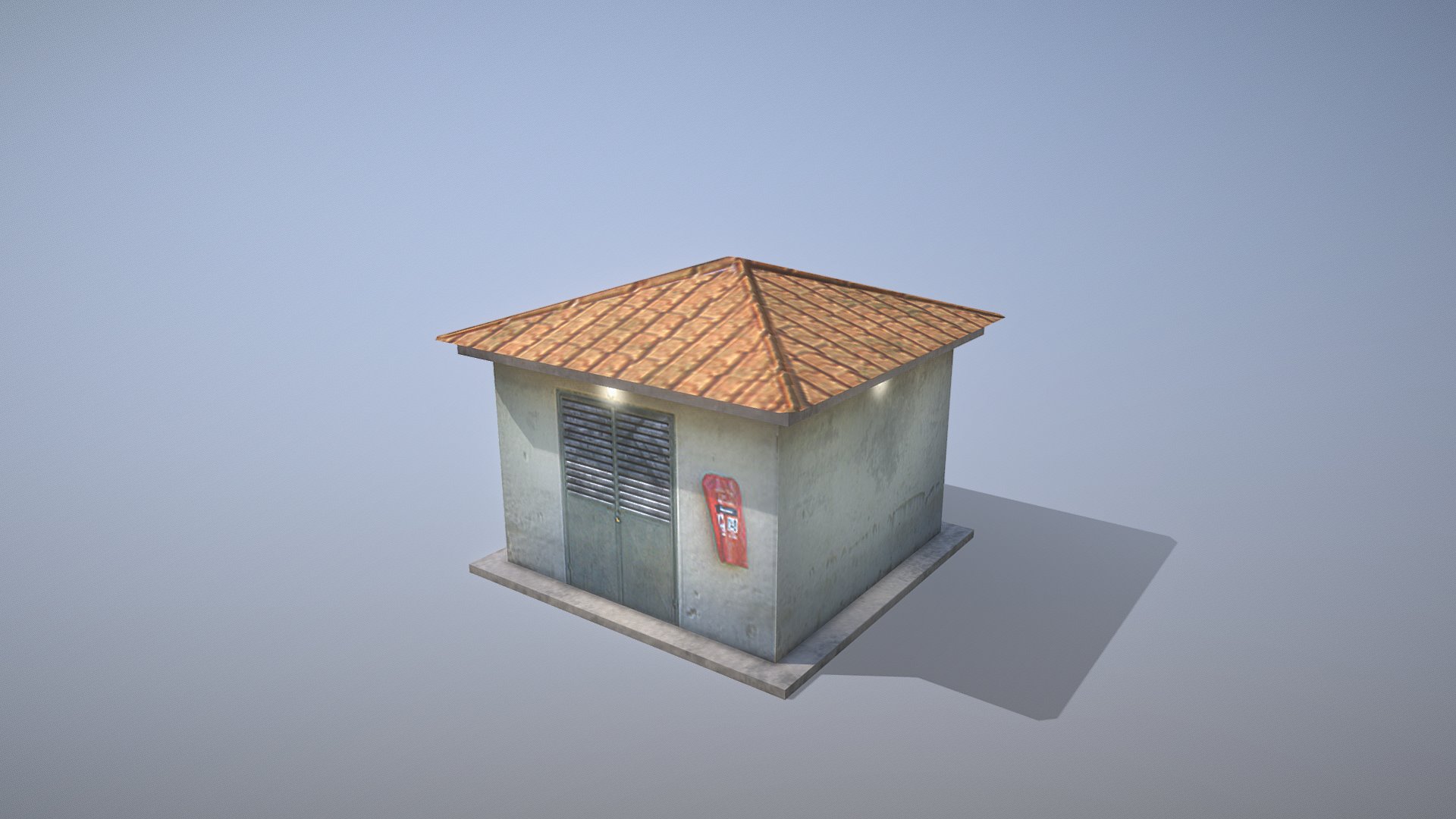 3D model MilitaryBase_PortoVelho_Transformer - This is a 3D model of the MilitaryBase_PortoVelho_Transformer. The 3D model is about a small house with a small roof.
