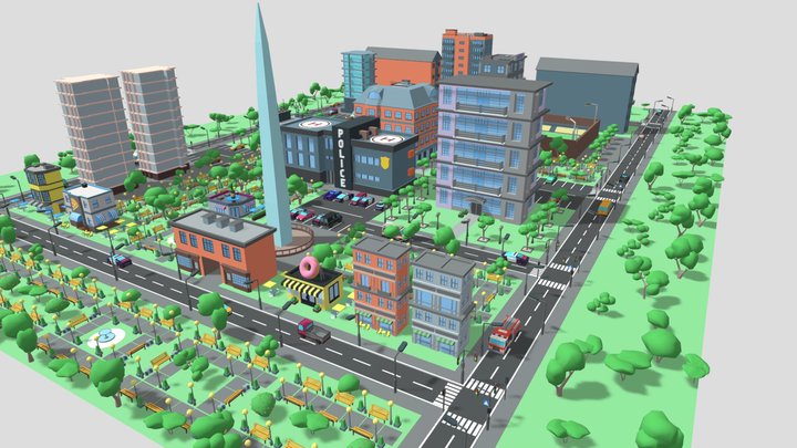 Low poly city 3D Model