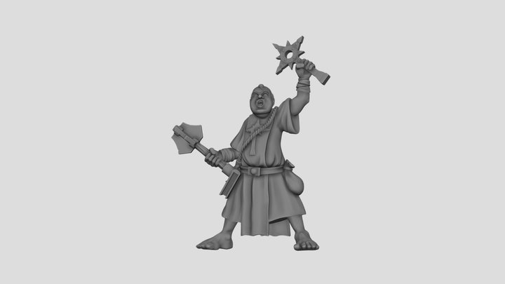 Cleric With Mace And Cross 3D Model