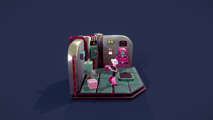 3D room with Character 3D Model
