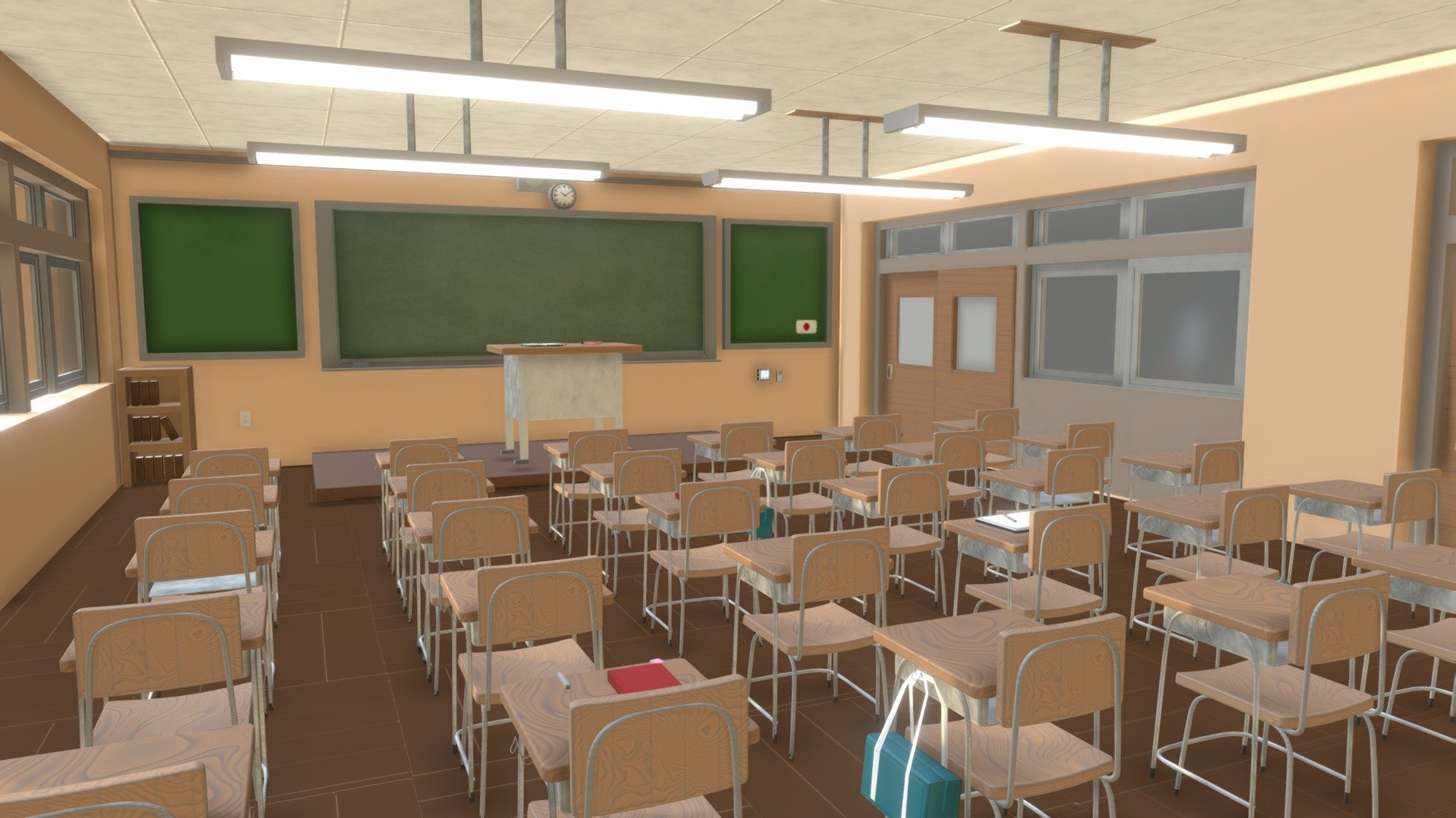Premium Photo | Anime Classroom Background without People With Flat Cartoon  Style and Pastel Color