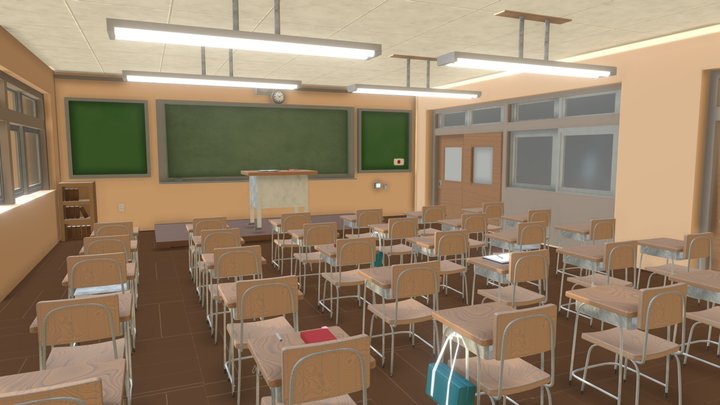 Anime Classroom 3D Model