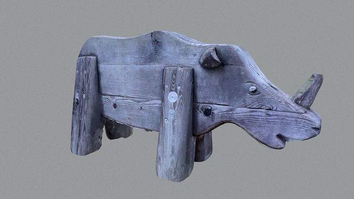 Wooden Rhino 3D Model