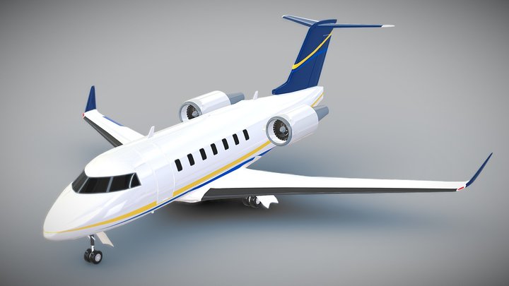 Bombardier Challenger 600 business jet 3D Model