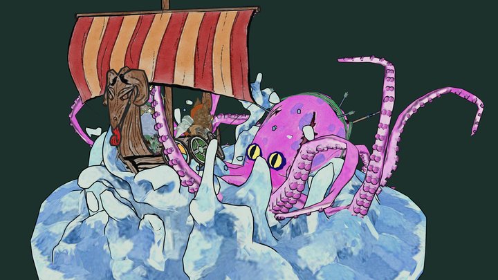 Kraken ambush - Diorama 3D Model
