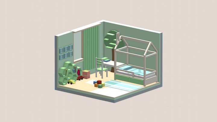 Isometric cartoon children's room 3D Model