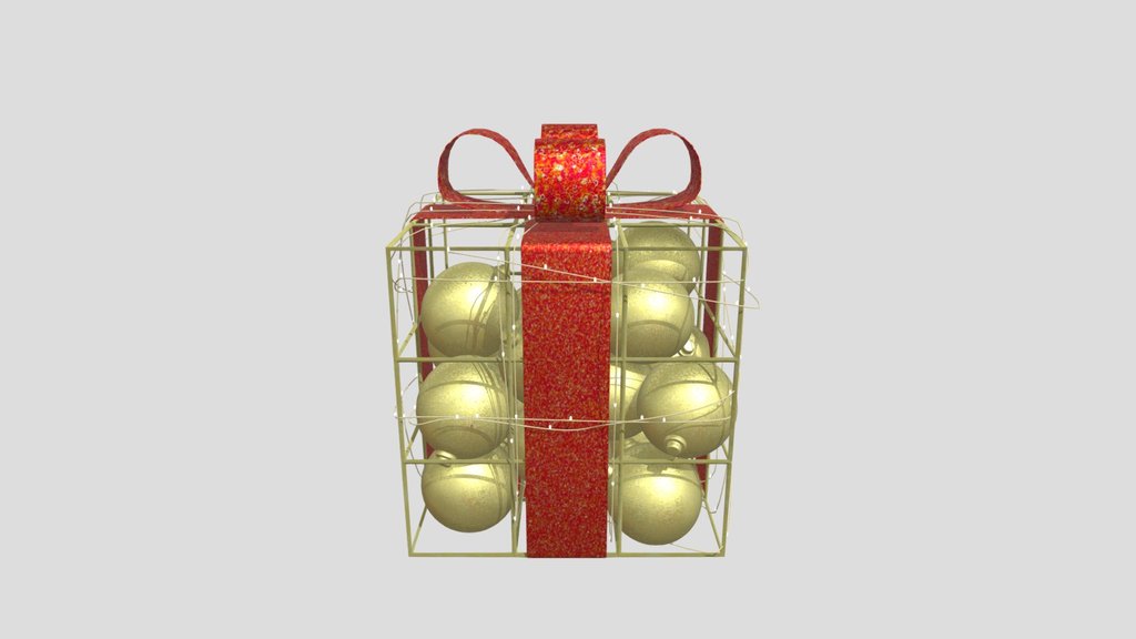 Wireframe Led Gift Box With Balls