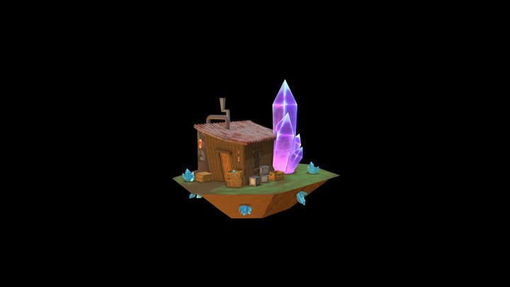 Low Poly Mine Hut 3D Model