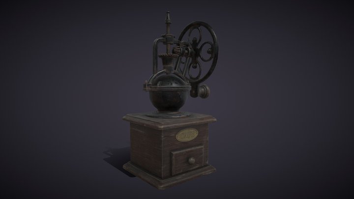 Vintage Coffee Grinder (Animated) 3D Model