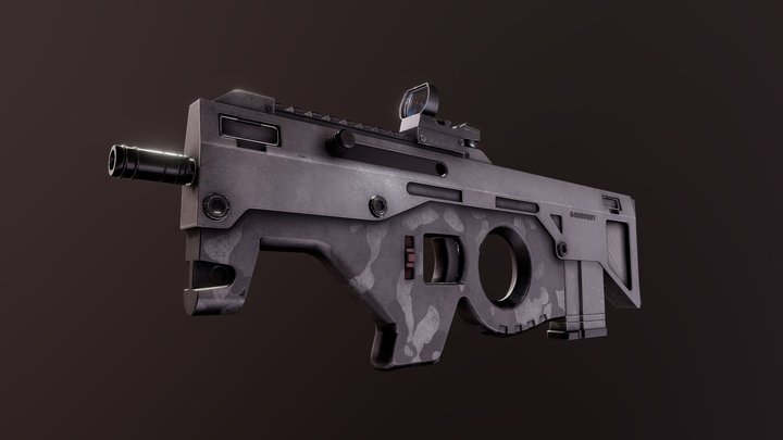 Submachine-gun Sci-fi 3D Model