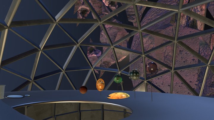 Space ship interior with planets 3D Model