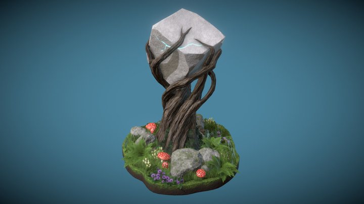 Cube Tree Diorama 3D Model