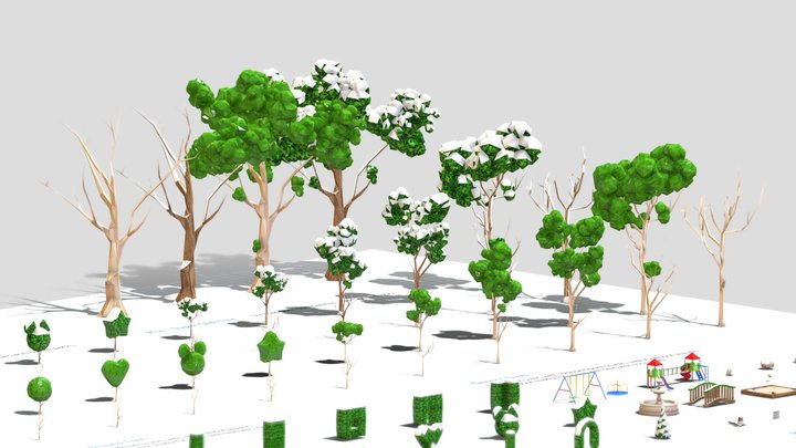 Low Poly Trees - City Style 3D Model