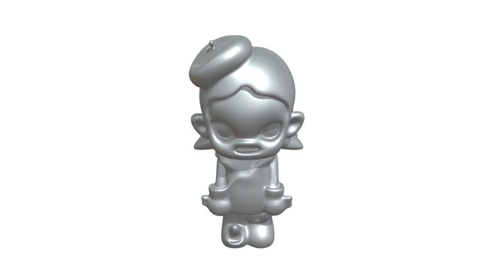 Small cartoonish figure with large head and exp 3D Model