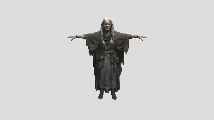 elderly robed figure 3D Model