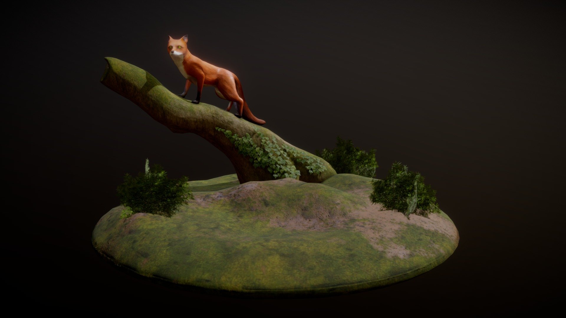 Fox on a Log — Sketchfab embed 3D viewer