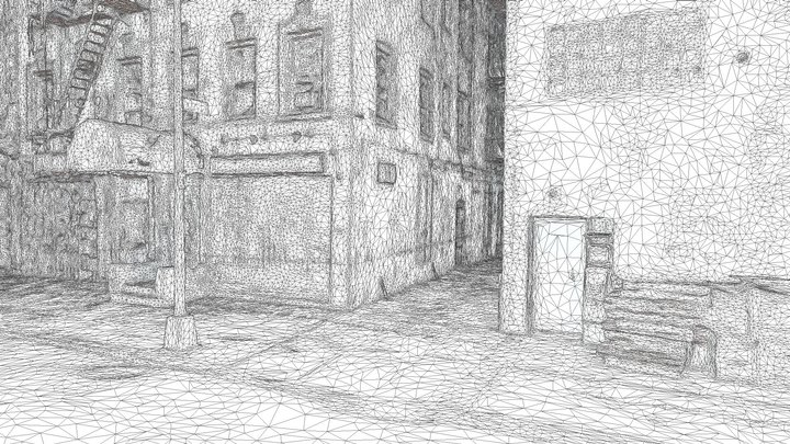 Freeman Alley - Wireframe, NYC 3D Model