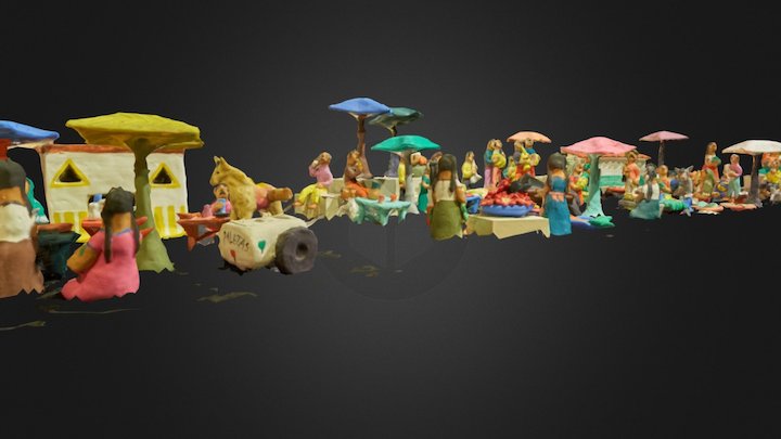 Assembly of clay figurines in a village 3D Model