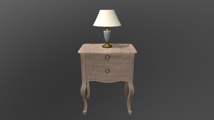 Nightstand with Table Lamp 3D Model