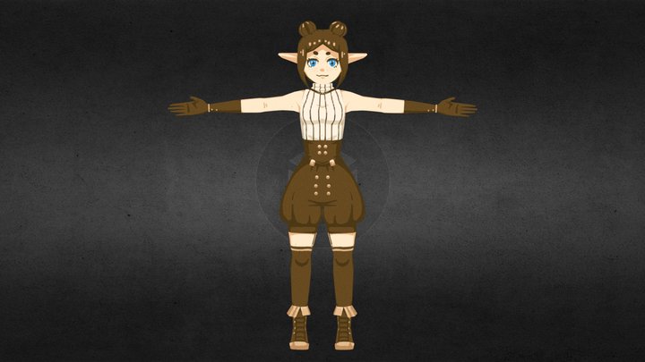 Lowpoly elf girl 3D Model