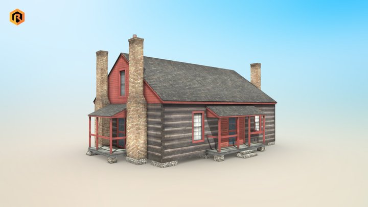 Wooden House Building 3D Model