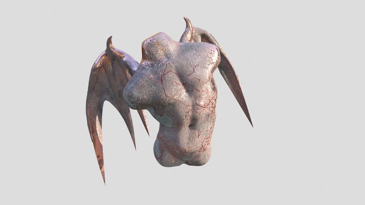 Fallen Devil Statue 3D Model