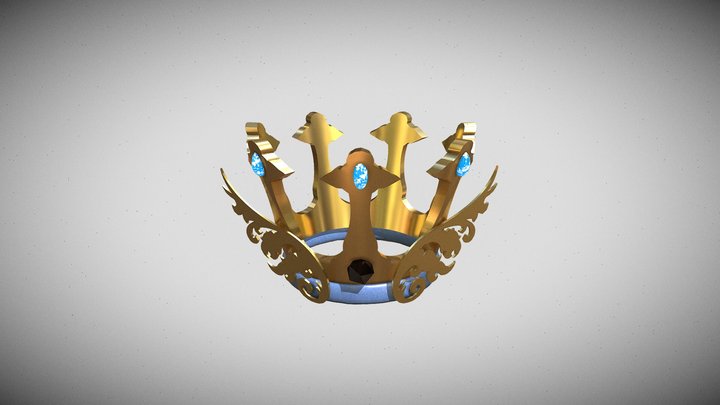 Crown with Gold Feather 3D Model
