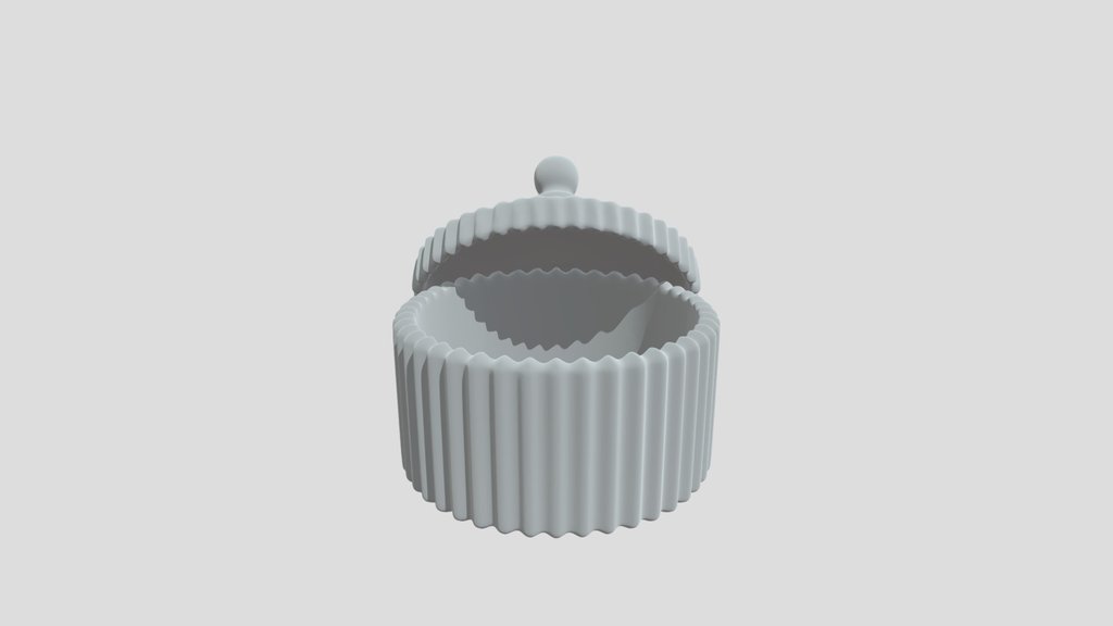 Teal Ribbed Lidded Jar